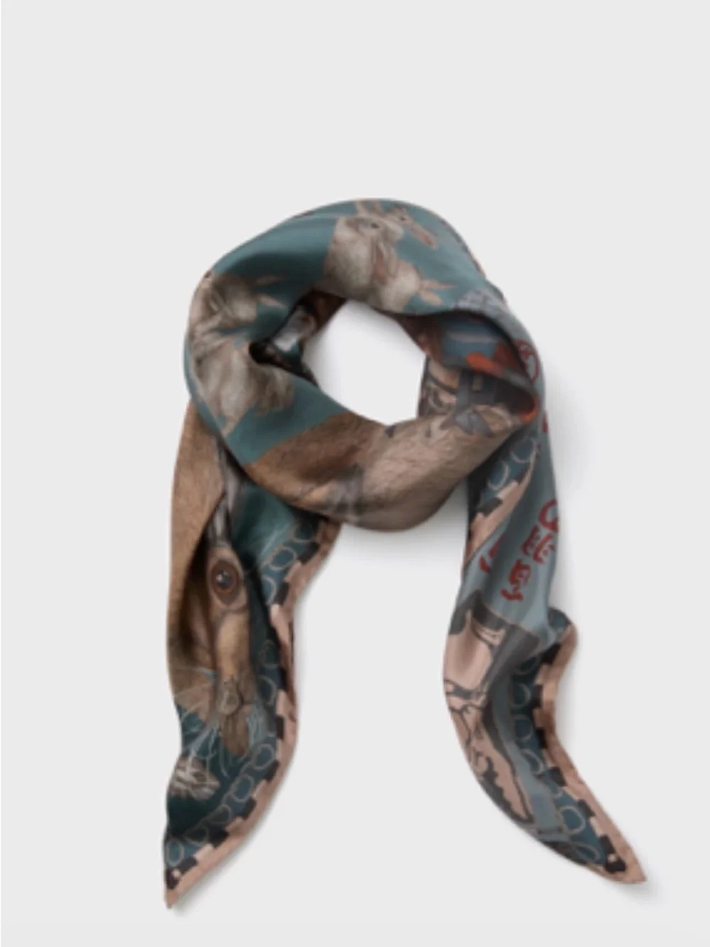 Sabina Savage - THE FLOATING RABBITS SILK TWILL SCARF 90 - Design - Cameo/Rice